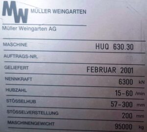 Prensa de estampación Muller Weingarten HUQ 630.30 - 630 ton (ID:76336) - Dabrox.com