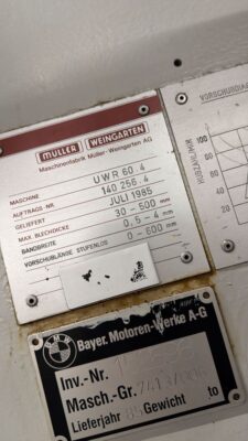 Máquina desbobinadora-enderezadora Muller Weingarten UWR 60 (Foto 7)