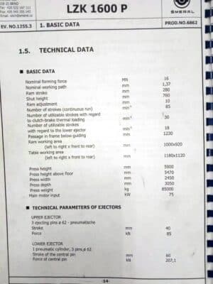 Prensa de estampación en caliente Smeral LZK 1600 P - 1600 ton (Foto 7)