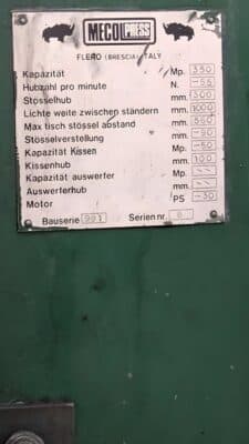 Prensa de estampación en caliente Mecolpress SEO 35 - 350 ton (Foto 2)